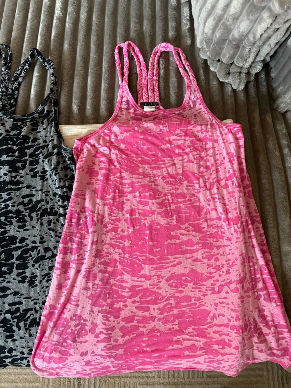 Venus Four Burnout Racerback Tank Swim Cover Up Dress  - Blue, Black, Pink - Picture 6 of 9